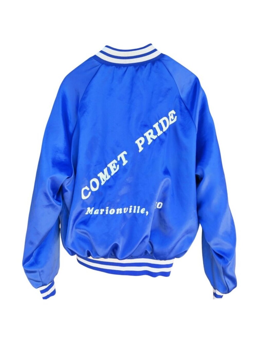 Vintage 1980s King Louie Pro Fit "Comet Pride" Blue Nylon Bomber Jacket Large